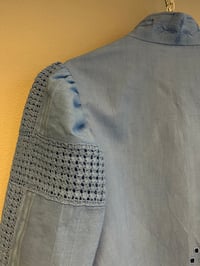 Image 11 of Blue puff sleeve shirt (small)