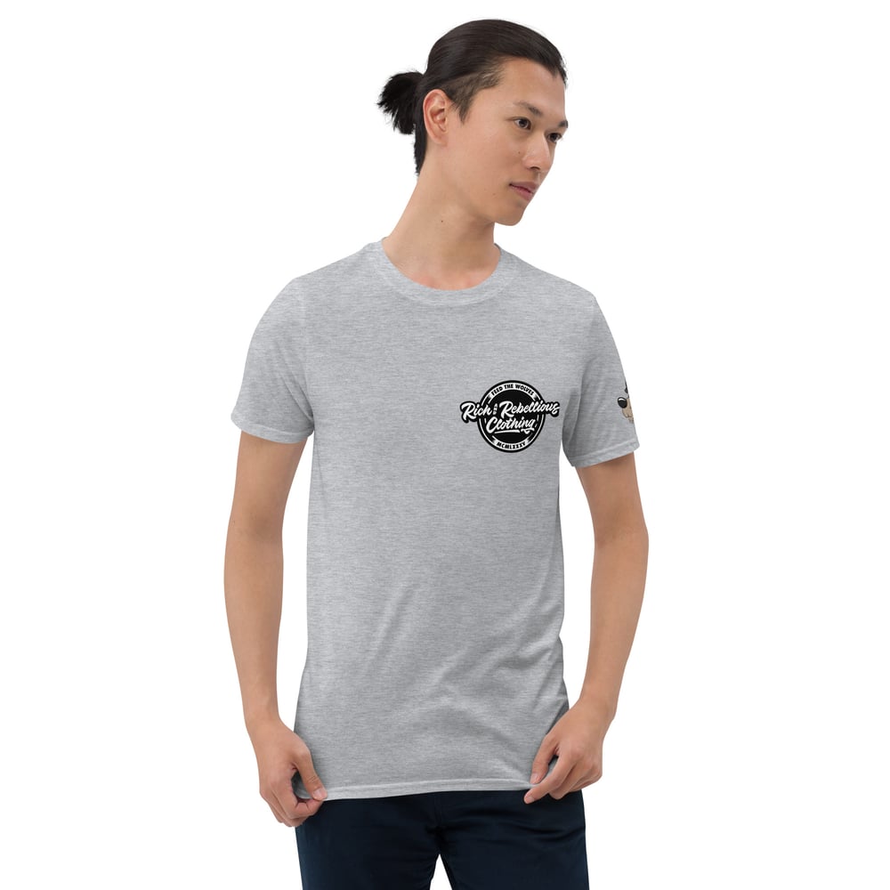 Rich and Rebellious badge Short-Sleeve Unisex T-Shirt