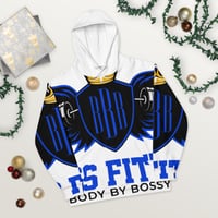 Image 4 of BOSSFITTED White Blue and Black Unisex Hoodie