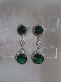Image 5 of Kate Middleton Princess of Wales Inspired Replikate Round Double Drop Emerald Green Earrings