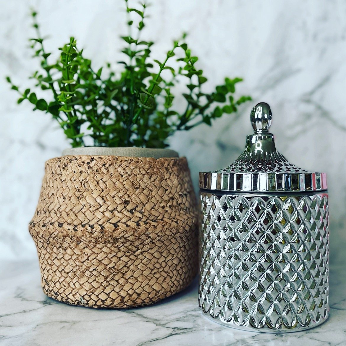 Geo Cut Glass Candle 500g - SILVER **ONLY 6 AVAILABLE** | Flicker to Flame