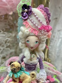 Image 2 of Marie Antoinette with pug, miniature art doll figure