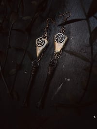 Image 4 of Labradorite and bone pentagram earrings 
