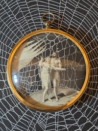 Image 1 of “Paradise lost & Regained  " 1800's engraving  with preserved spider web - 3
