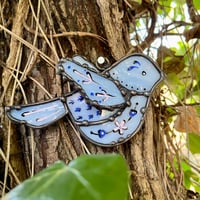 Image 1 of Blue & Lilac Folk Style Bird Suncatcher 