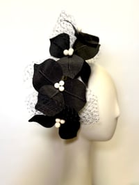Image 2 of Black silk flower headpiece.