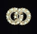 Image of White, Gold & Rhinestone Brooch 