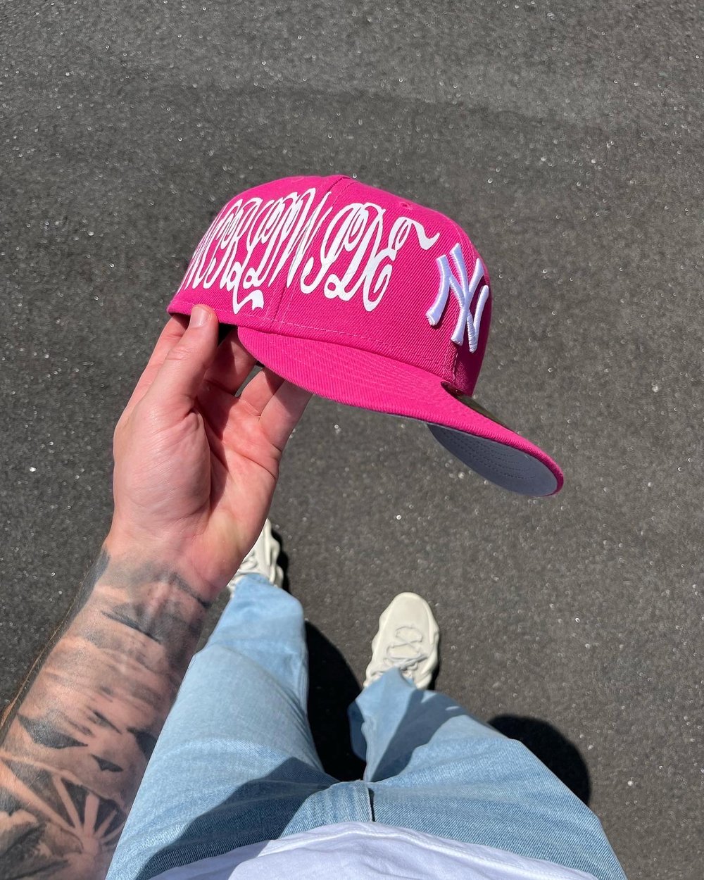 Image of PINK YANKEES I <3 NY CUSTOM FITTED CAP