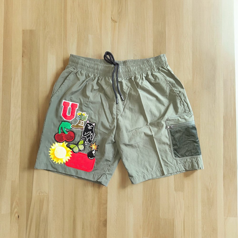 Image of Olive Patchy Cargo Shorts 