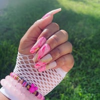 Image 2 of Nails - Long (Pink Gold Design)