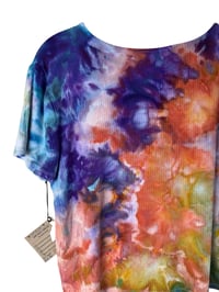 Image 4 of ♻️ UPCYCLED XXL Rib Knit Crop Tee in Earthy Rainbow Ice Dye