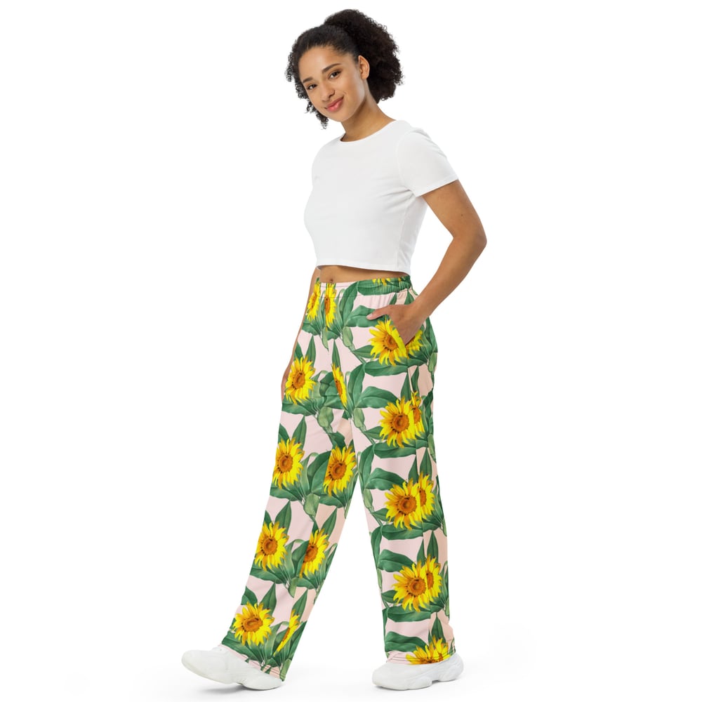 Image of Comfy Sunflower Wide-Leg Pants