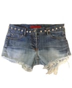 Image of Bottom Bleached Studded Belt Shorts