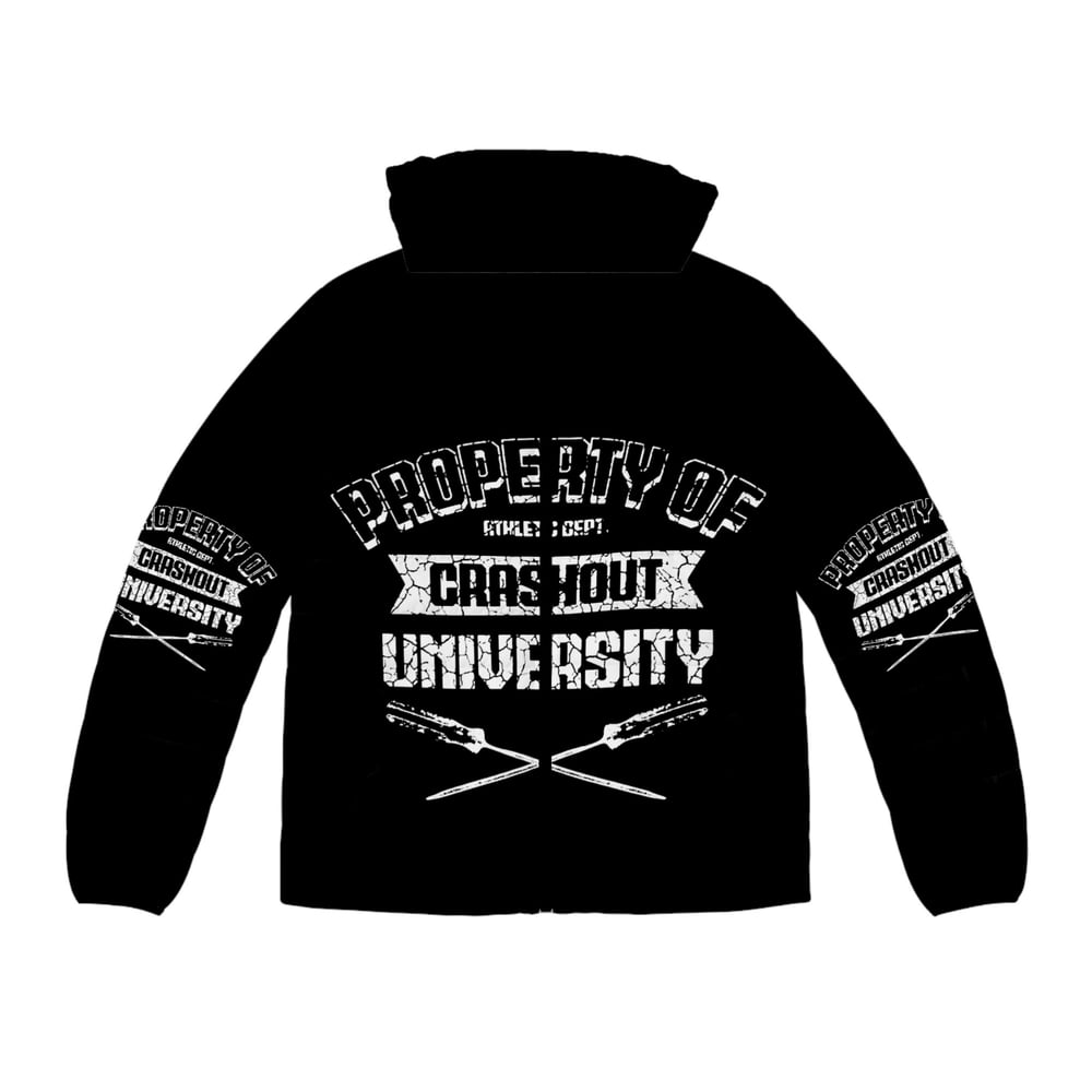 Image of CRASHOUT UNIVERSITY PUFFER BLACK