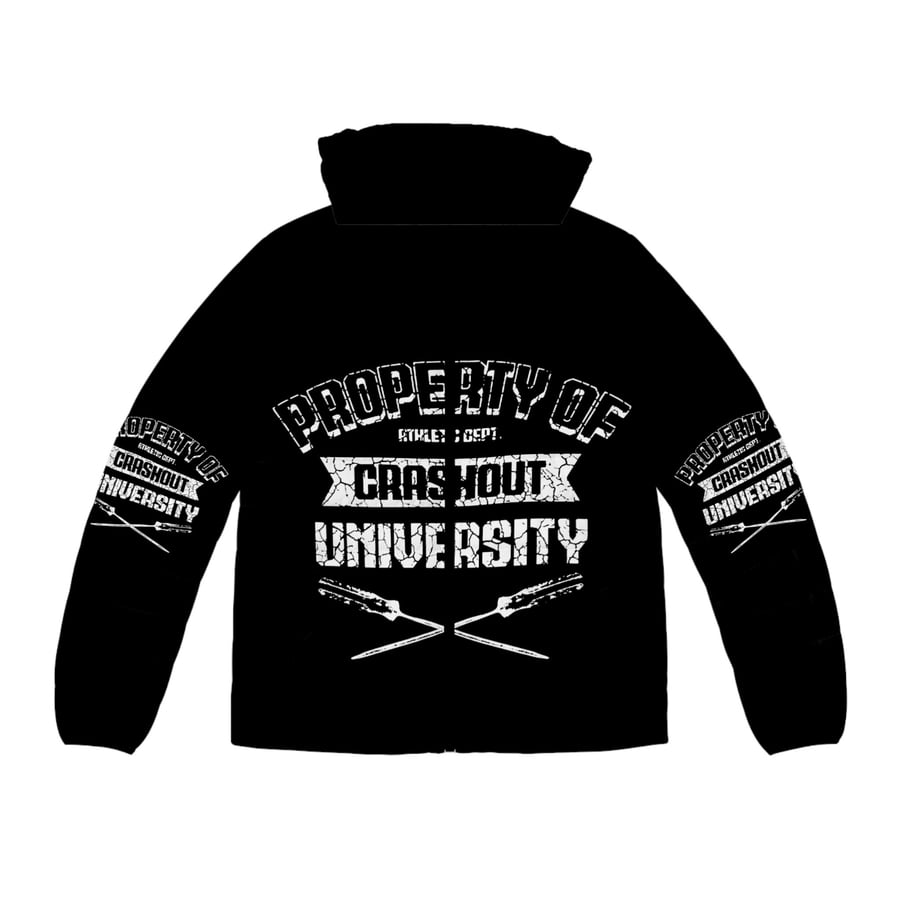 Image of CRASHOUT UNIVERSITY PUFFER BLACK