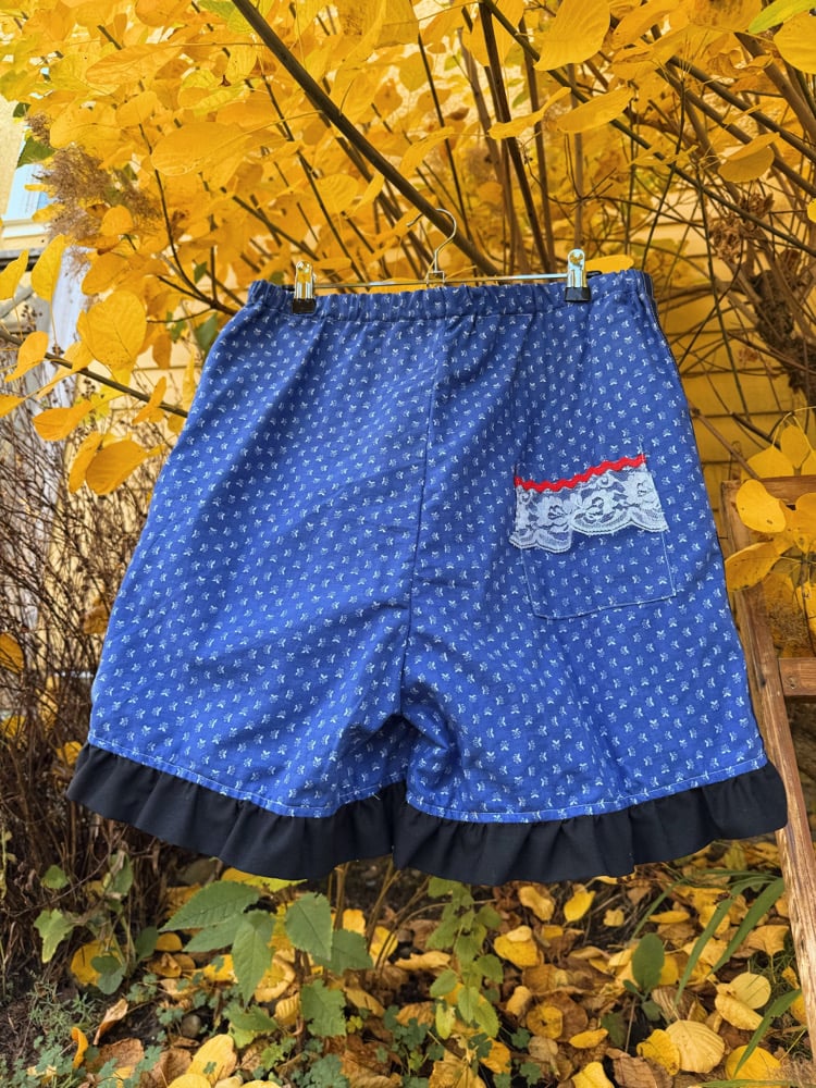 Image of High Waisted Ruffle Shorts — Heartland Blue