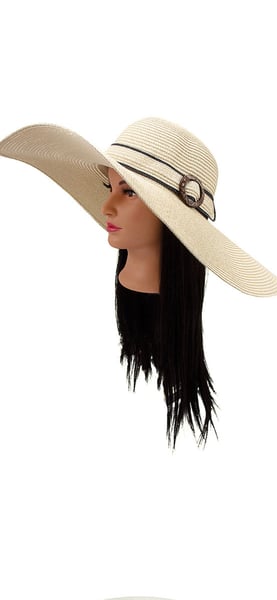 Image of STRAW ACETATE RING ACCENT SUNHAT