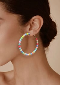 Image 2 of Set of 5  Beaded Hoop Earrings