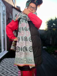 Image 2 of Thassos scarf -Baby Blue with peach trim