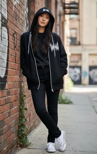 Image 2 of Dripping black zip up 