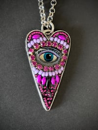 Image 1 of Mystic Eye Heart Necklace - Pink/Neon/Black