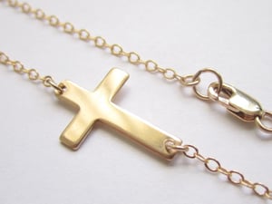 Image of Classic Sideways Cross Necklace, 14k Gold Filled