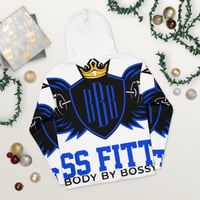 Image 3 of BOSSFITTED White Blue and Black Unisex Hoodie