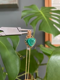 Image 2 of Gold Malachite Heart Crystal Necklace