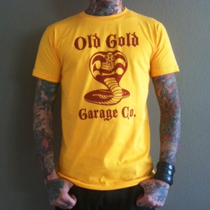 Image of NEW! Old Gold "Cobra King" T-shirt /Red on Gold
