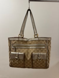 Image 1 of Preloved Gucci Abbey Pocket Tote in Beige GG Canvas