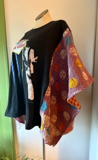 Image 4 of Upcycled “Elvis has Left the Building” t-shirt kantha quilt poncho
