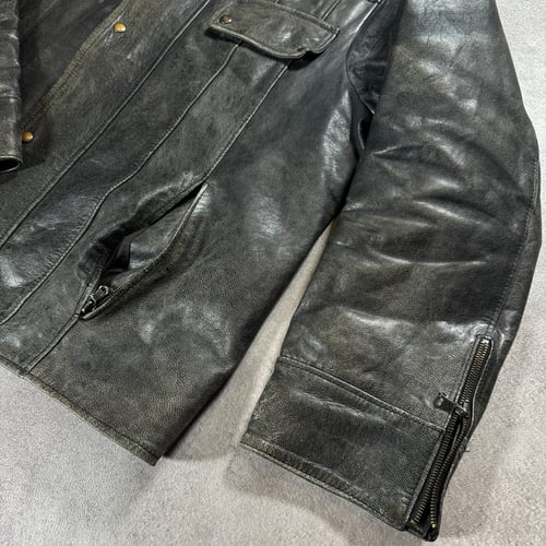 Image of 1990s High Collar Leather Jacket, Size Large