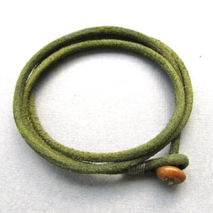 Image of Mens triple olive green leather wrap bracelet