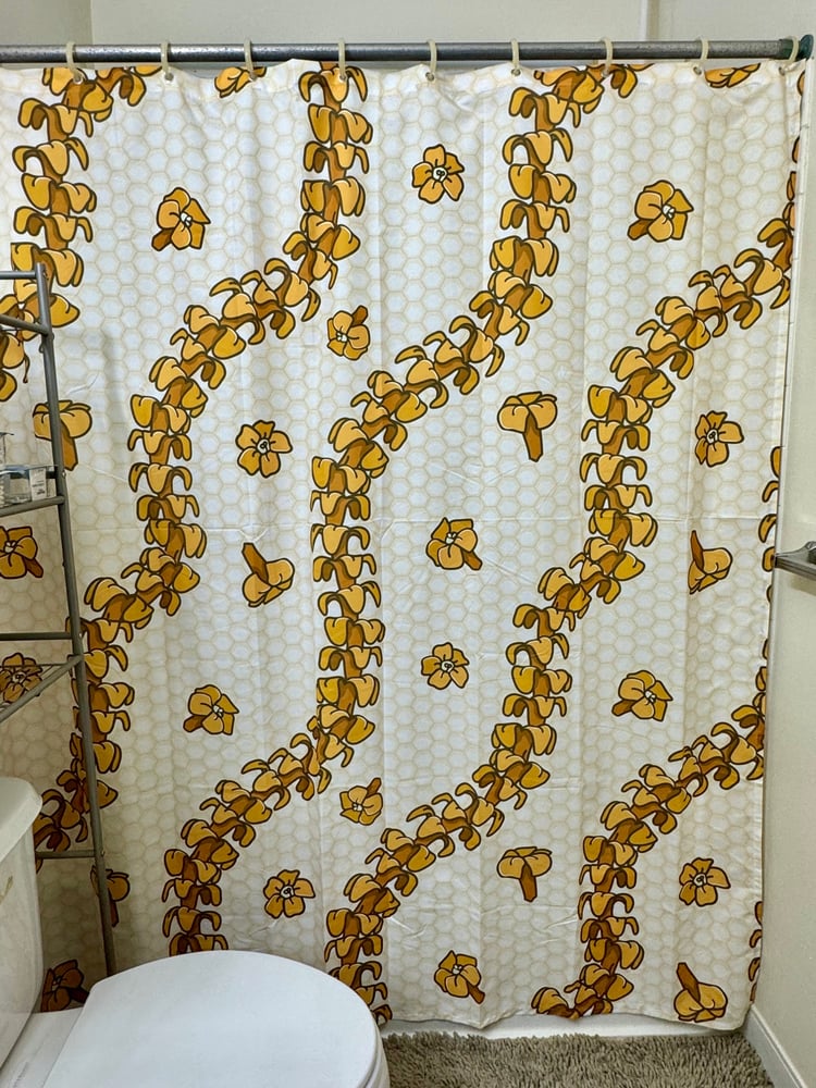 Image of Honey Girl Puakenikeni Honeycomb Shower Curtain