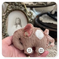 Image 14 of Handmade victorian plum flat elephant with "button wheels"