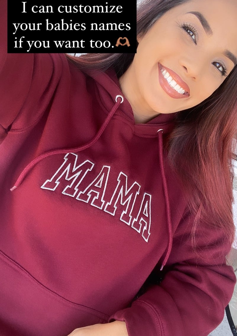 Image of MAMA Hoodies Embroidered (on center of chest) 