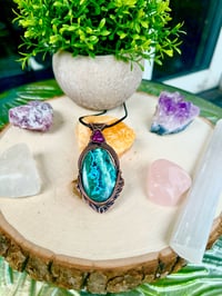 Image 2 of Azurite-Malachite / Purple Ruby Pendant 