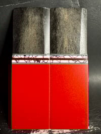 Image 2 of Black Giraffe Bone & Red Glass Segmented Knife Scales