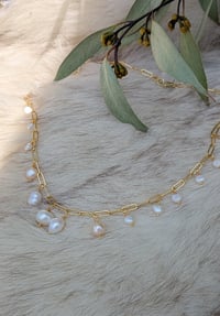 Image 1 of Paperclip Chain & Freshwater Pearls 14K GP
