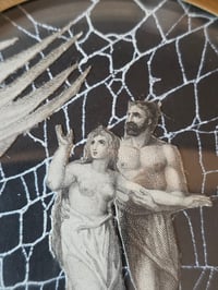 Image 3 of “Paradise lost & Regained  " 1800's engraving  with preserved spider web - 3