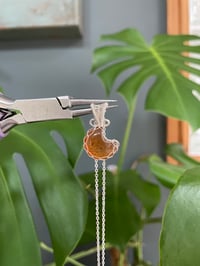 Image 5 of Silver Dainty Carnelian Moon Crystal Necklace