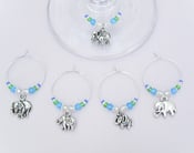 Image of Elephant Wine Charms - Set of 5 Elephant Wine Charms in Blue