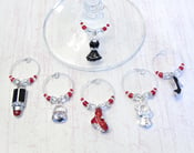 Image of Bridal Shower Wine Charms - Set of 6 Fashion Wine Glass Charms
