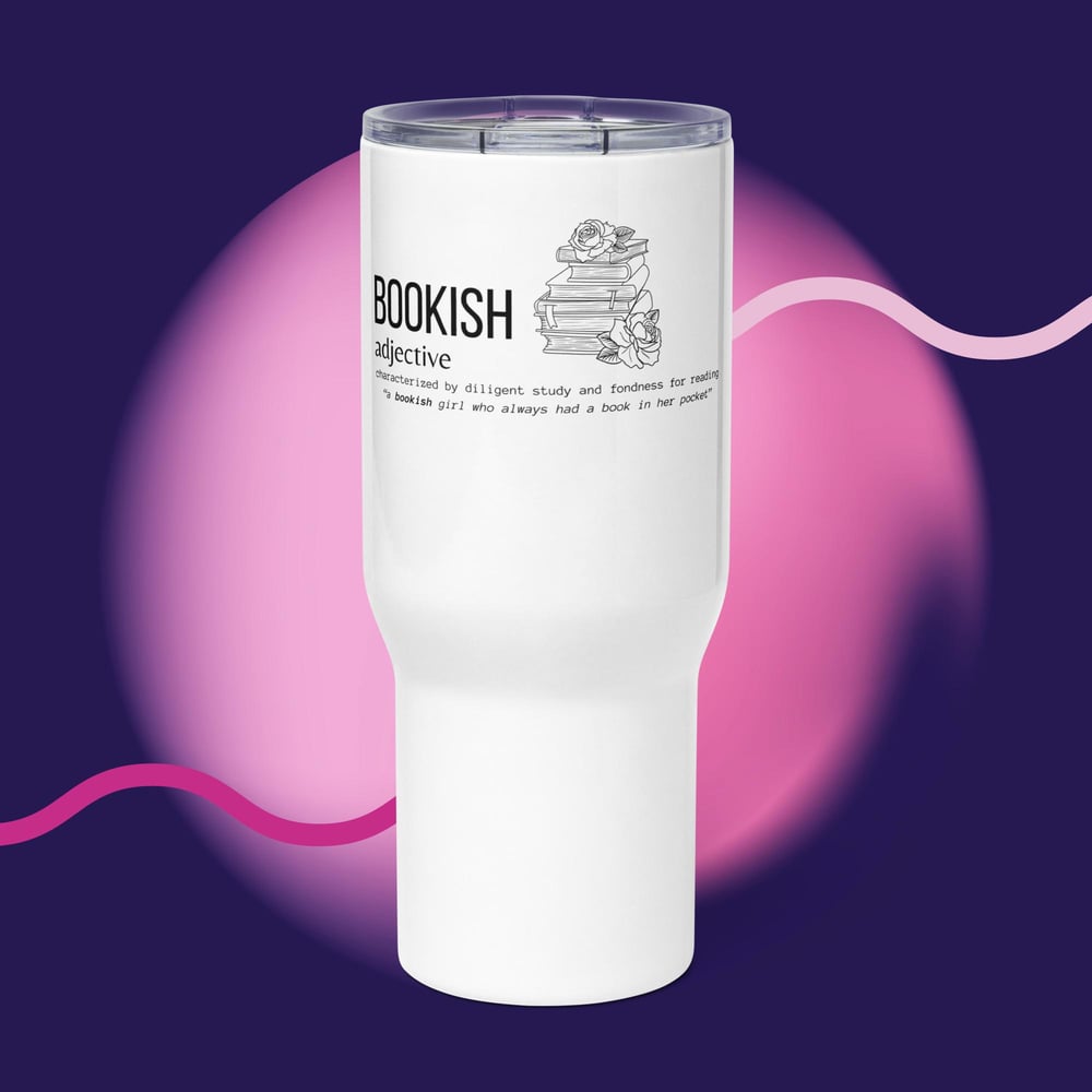 Image of Bookish adject Travel mug with a handle