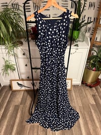 Image 1 of blue polka dot long dress