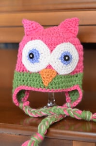 Image of OWL EARFLAP HAT - HOT PINK AND NEON GREEN - All Sizes - Prices start at $29