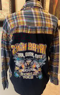 Vintage Teal/Yellow/White Flannel Shirt Zach Bryan