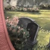 Original Cemetery Painting // Framed in Rose Candle Holder Frame