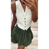 Khaki Green Balloon Mini Skirt 