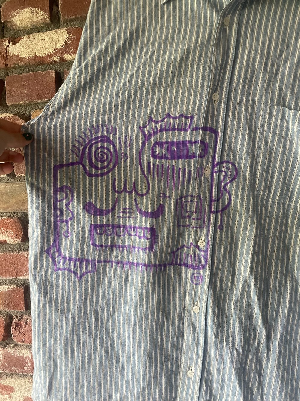 doodle artsy shirt blue purple